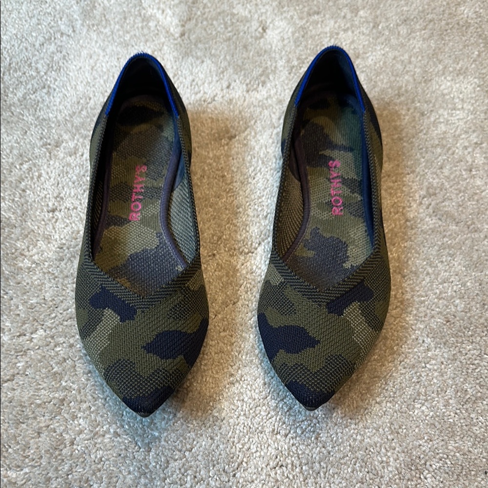Rothy's Green and Black Camouflage Flats